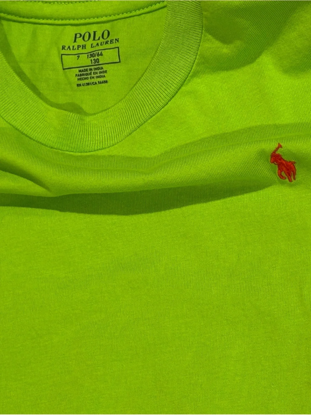 Ralph Lauren Neon Green Crewneck Tee with Red Pony